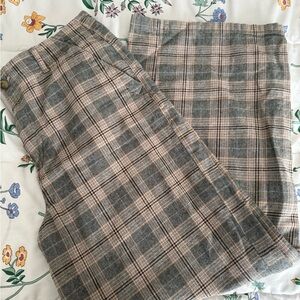 American Eagle Outfitters Plaid Wide Leg Pants - Gray and Tan
